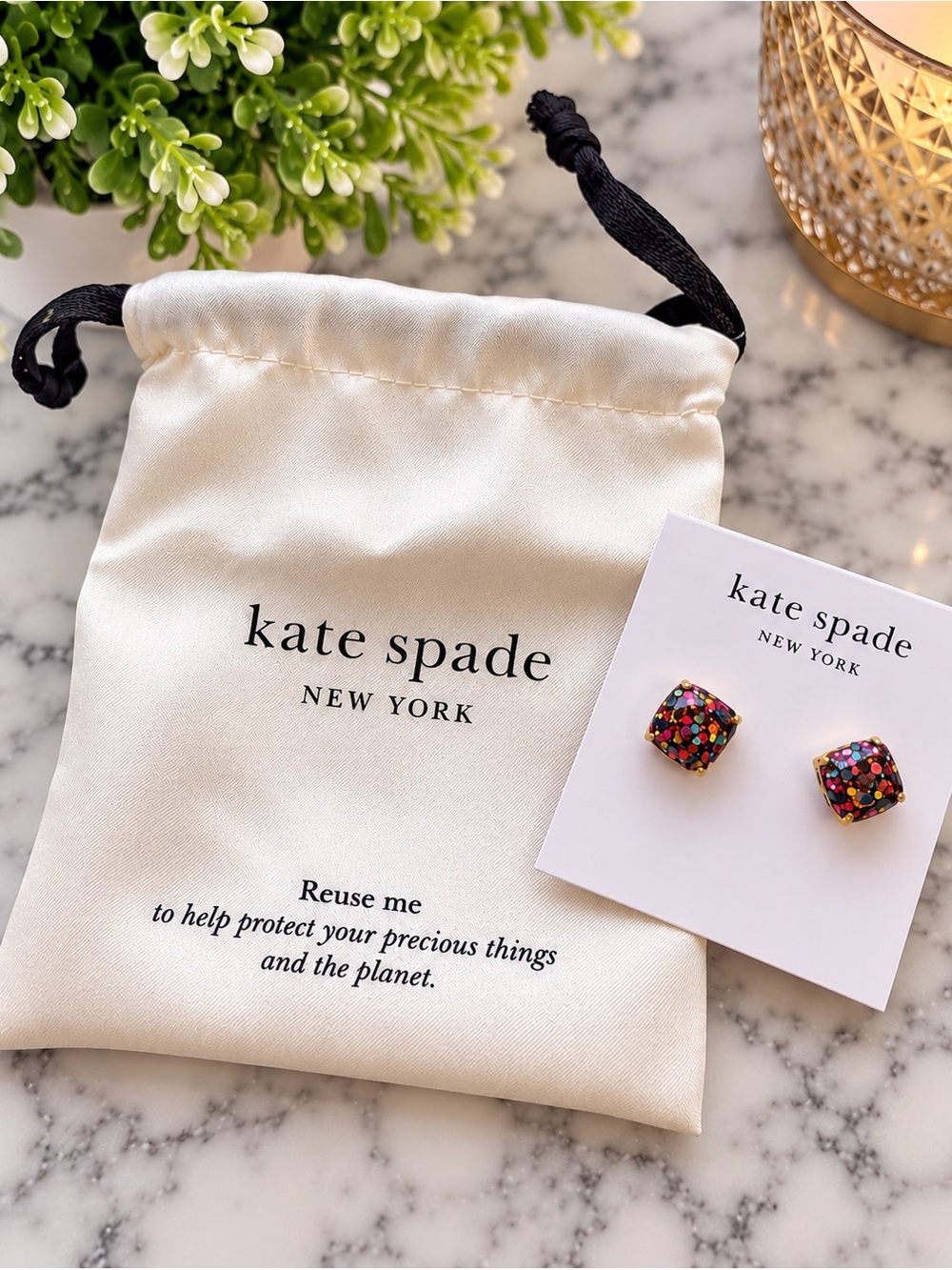 kate spade Multicolor Confetti Square Stud Earrings